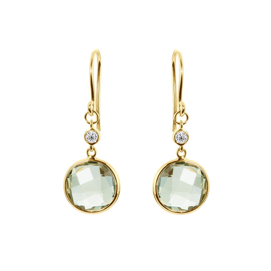 Boucles d'oreilles en Argent 925 doré Or jaune 18k assemblées d'Améthyste verte - Maison Di Giorgio
