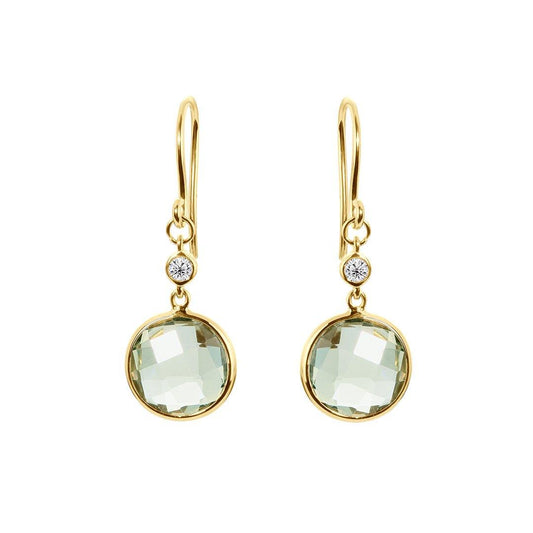 Boucles d'oreilles en Argent 925 doré Or jaune 18k assemblées d'Améthyste verte - Maison Di Giorgio