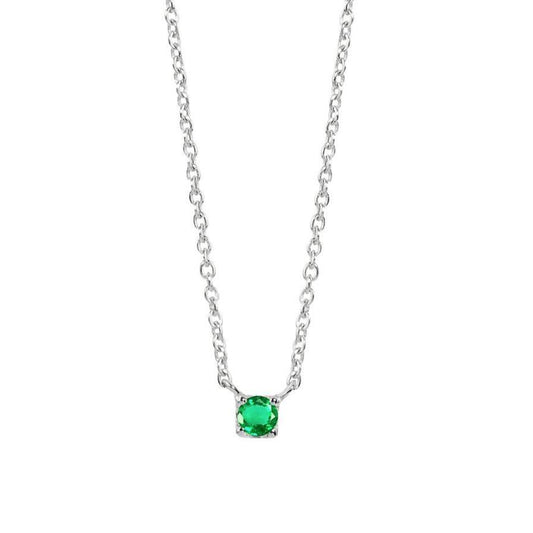 Collier en Argent 925 plaqué Rhodium assemblé d'Émeraude - Maison Di Giorgio
