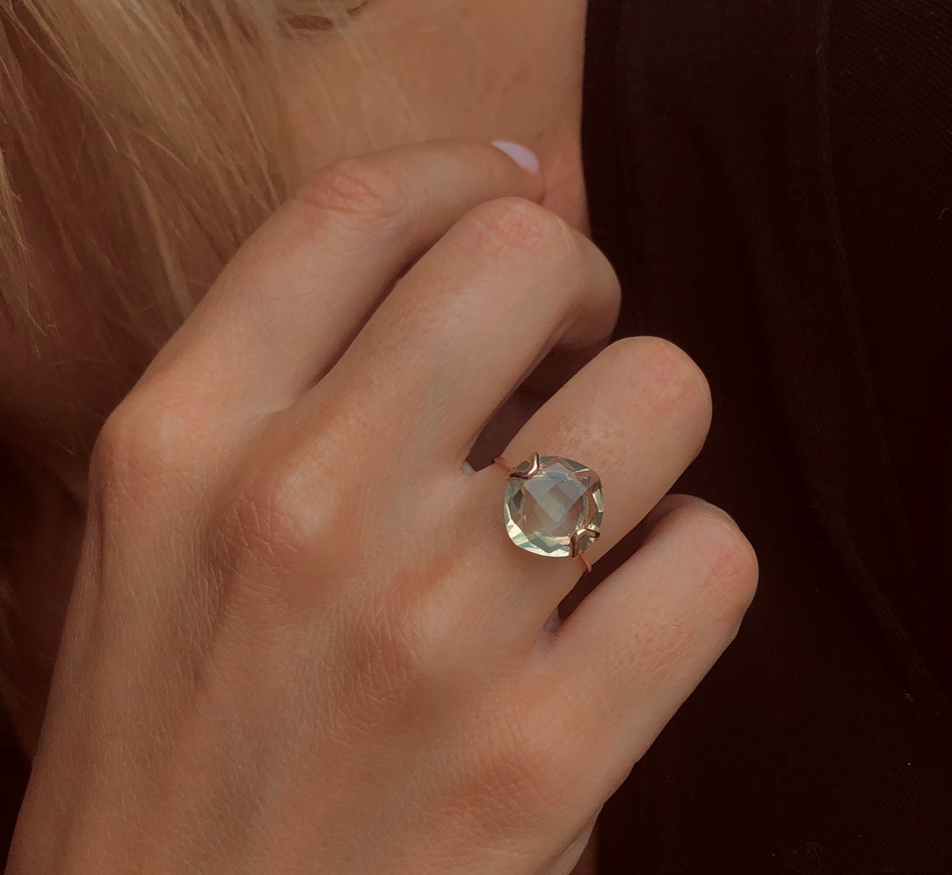 Bague en Argent 925 doré Or rose 18k assemblée d'Améthyste verte - Maison Di Giorgio