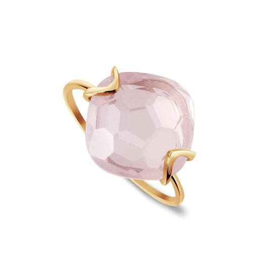 Bague en Argent 925 doré Or rose 18k assemblée de Quartz rose - Maison Di Giorgio