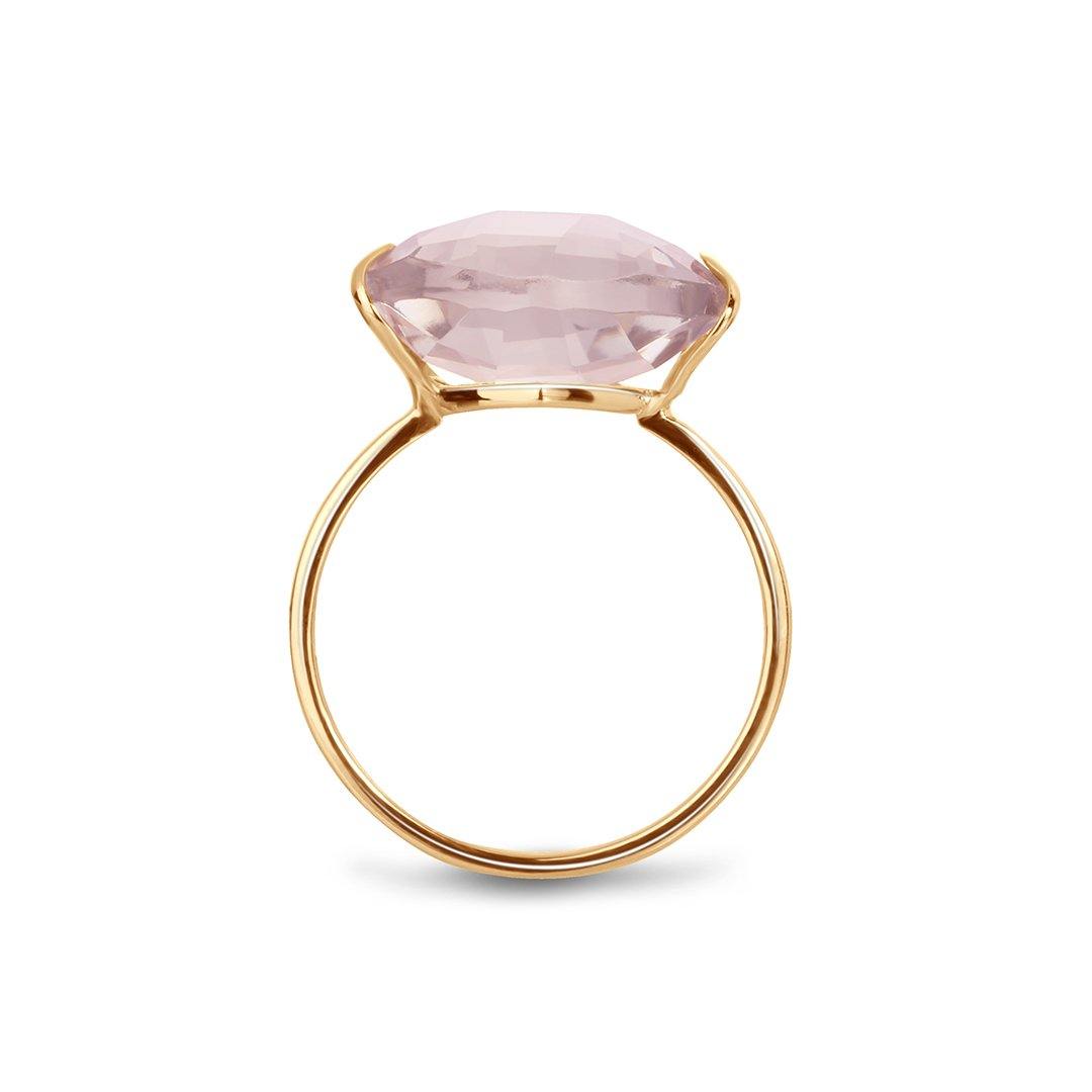 Bague en Argent 925 doré Or rose 18k assemblée de Quartz rose - Maison Di Giorgio