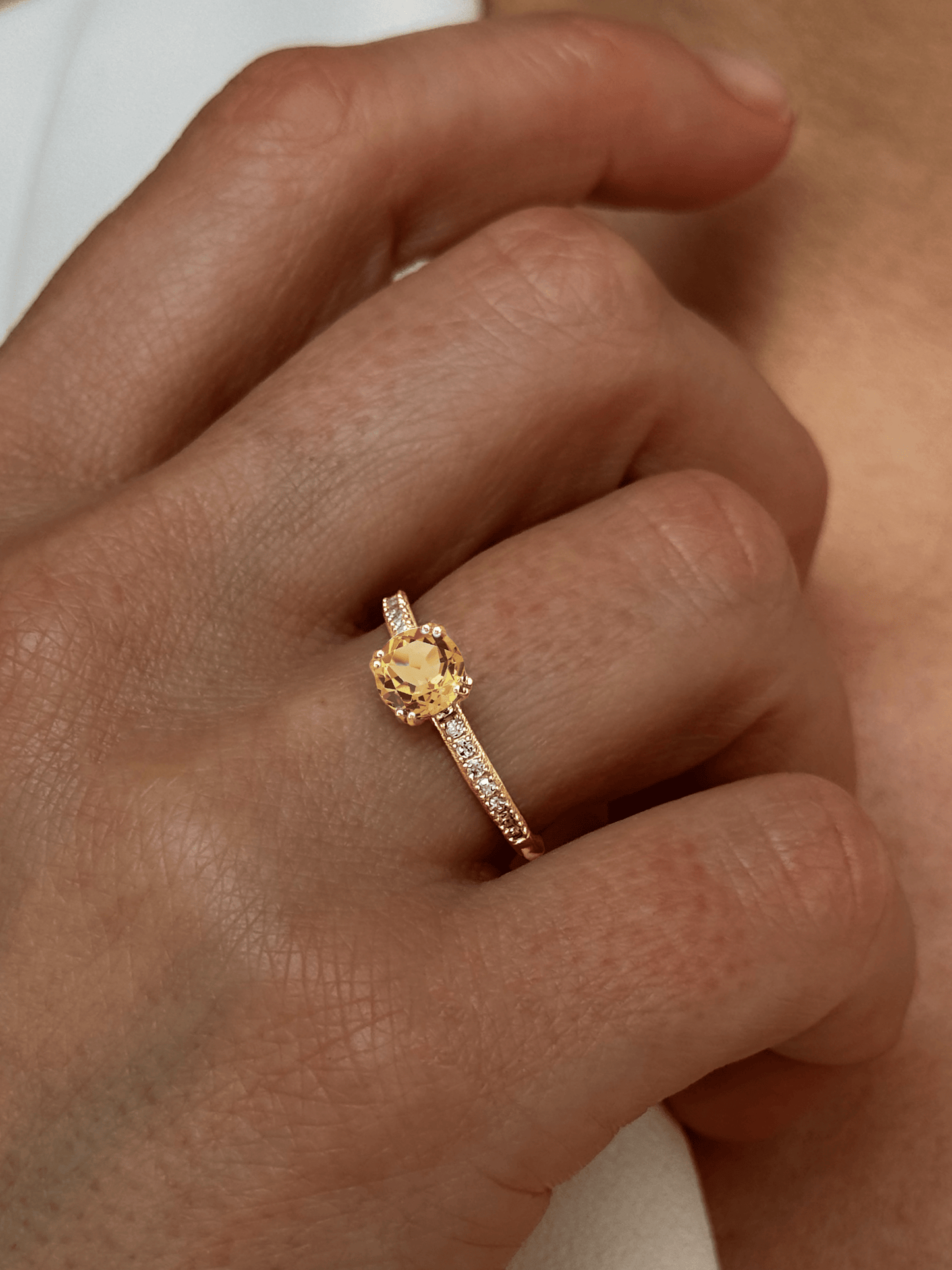 Bague en Argent 925 doré Or jaune 18k assemblée de Citrine et Oxyde de zirconium - Maison Di Giorgio