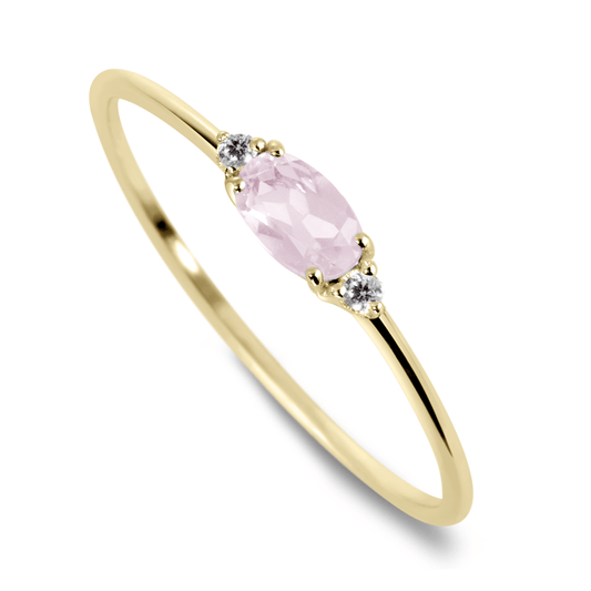 Bague en Argent 925 doré Or jaune 18k assemblée de Quartz rose et Oxyde de zirconium - Maison Di Giorgio