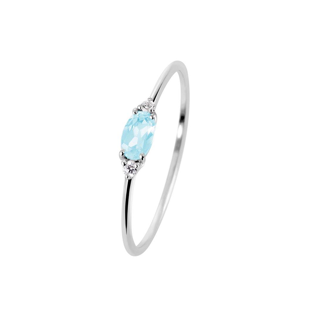 Bague en Argent 925 plaqué Rhodium assemblée de Topaze bleue - Maison Di Giorgio