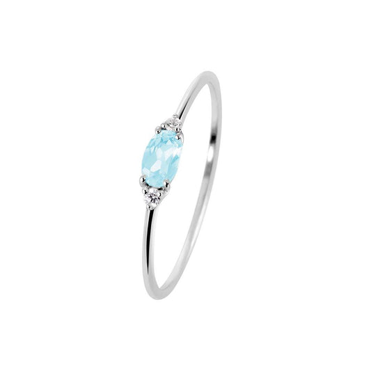 Bague en Argent 925 plaqué Rhodium assemblée de Topaze bleue - Maison Di Giorgio