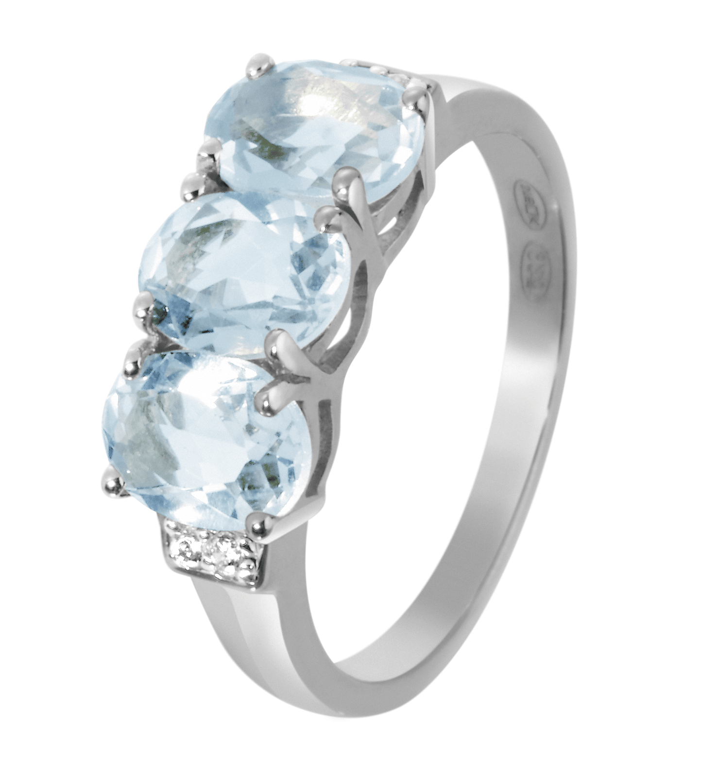 Bague en Argent 925 plaqué Rhodium assemblée de Topaze bleue - Maison Di Giorgio