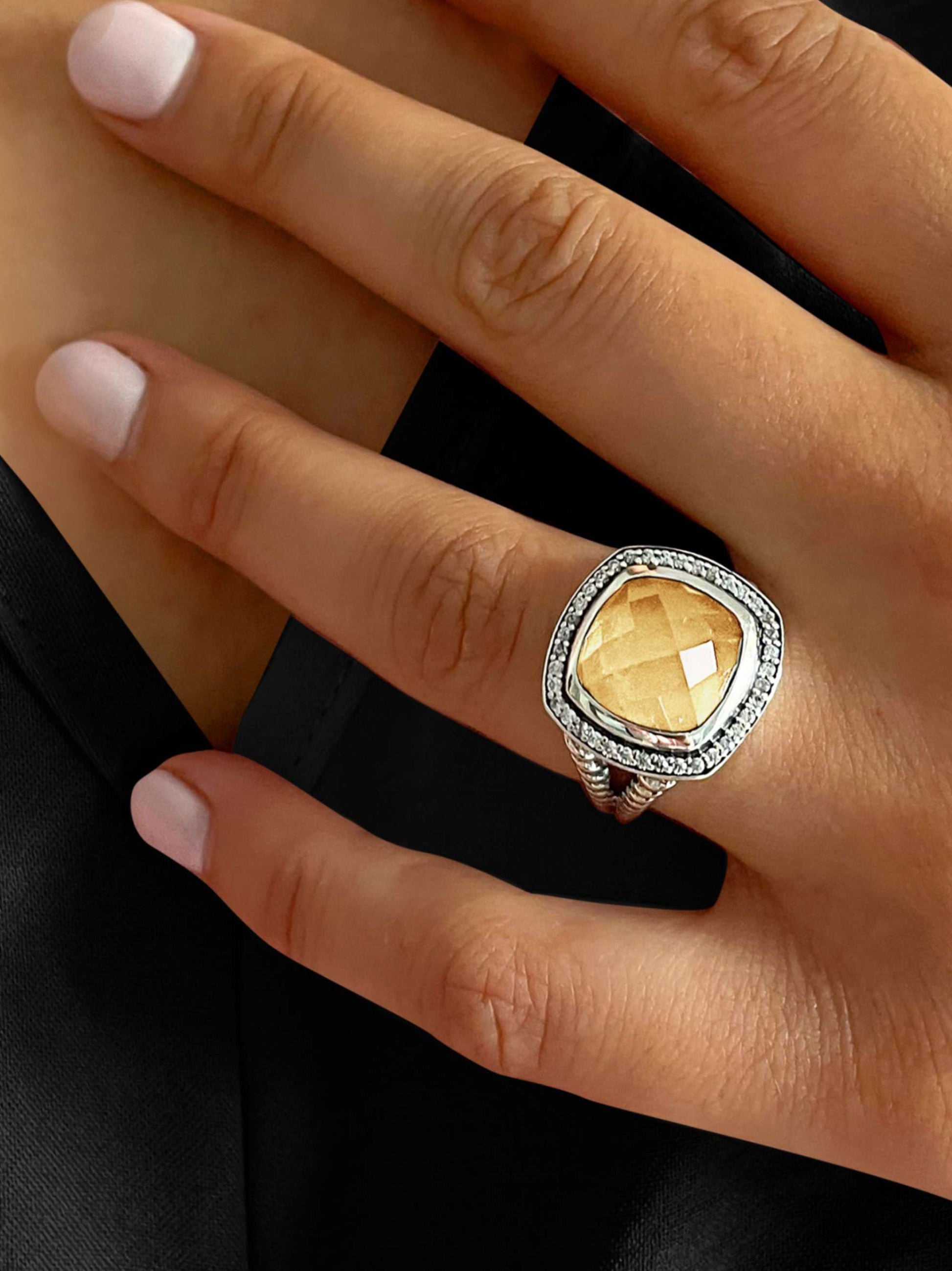 Bague en Argent 925 assemblée de Citrine - Maison Di Giorgio
