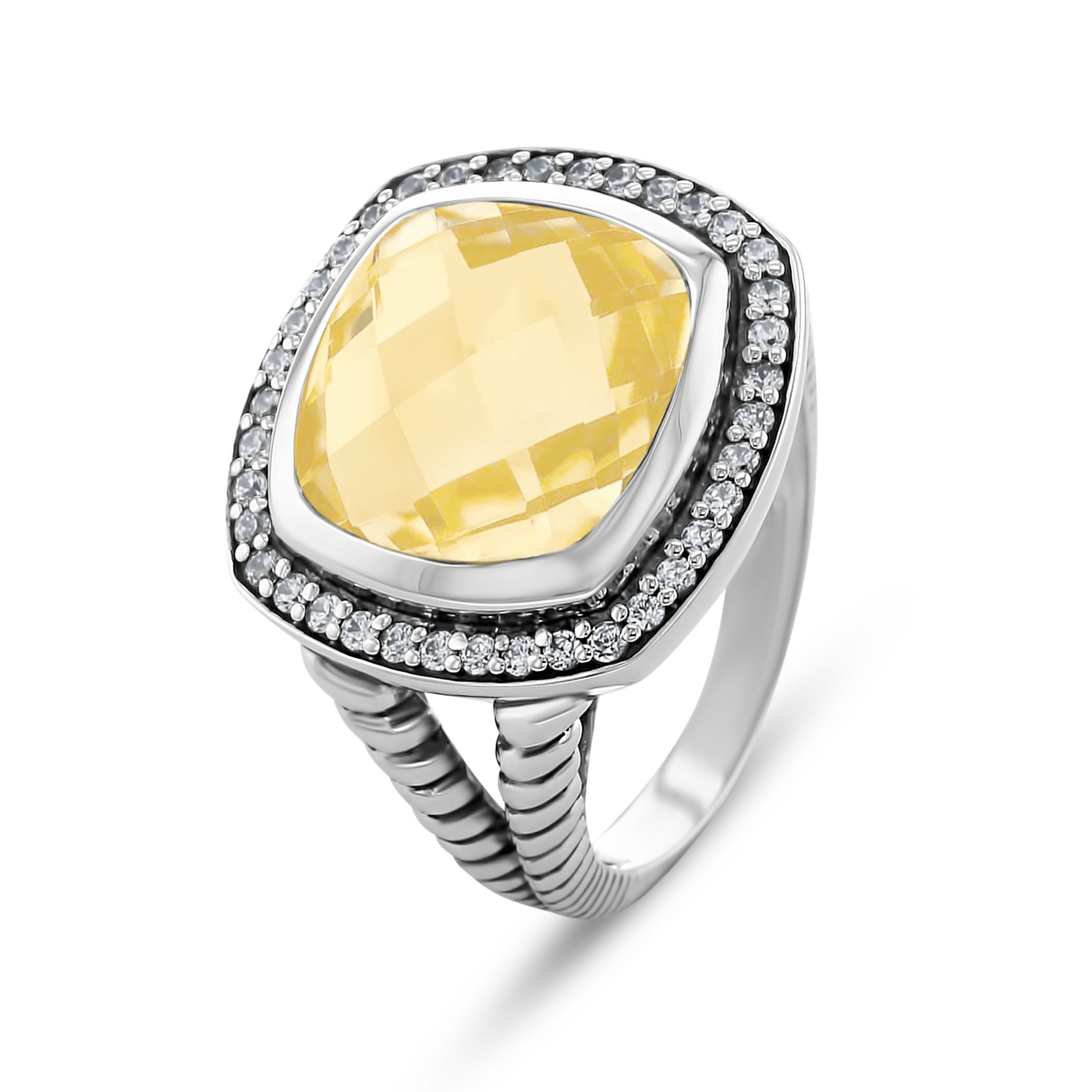 Bague en Argent 925 assemblée de Citrine - Maison Di Giorgio