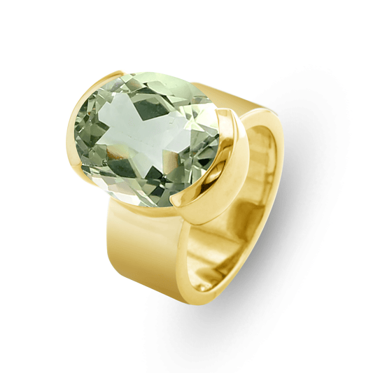 Bague en Argent 925 doré Or jaune 18k assemblée d'Améthyste verte - Maison Di Giorgio