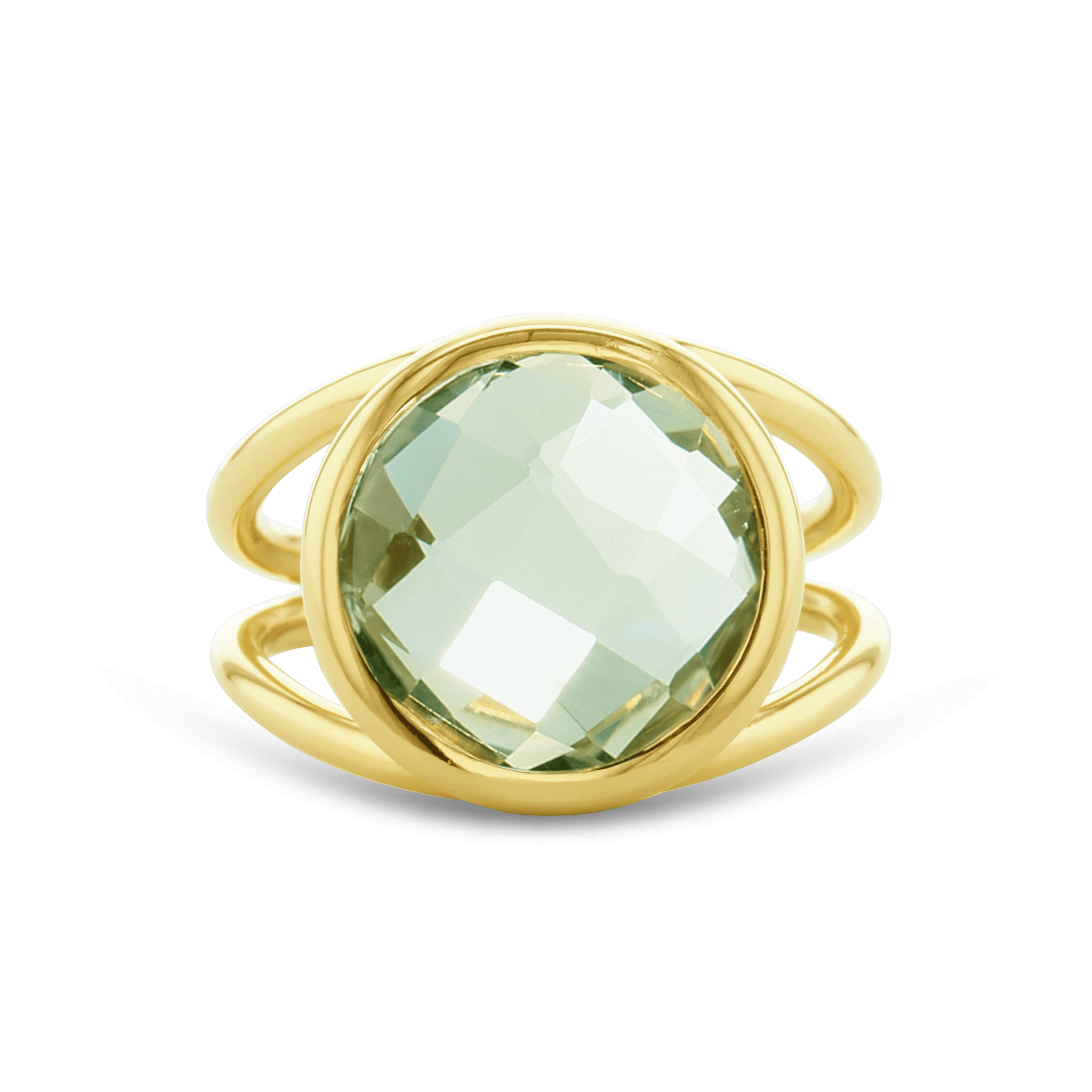 Bague en Argent 925 doré Or jaune 18k assemblée d'Améthyste verte - Maison Di Giorgio