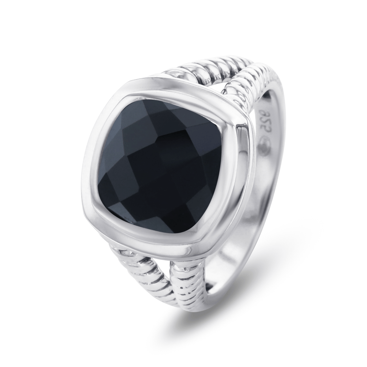 Bague en Argent 925 assemblée d'Onyx noir - Maison Di Giorgio