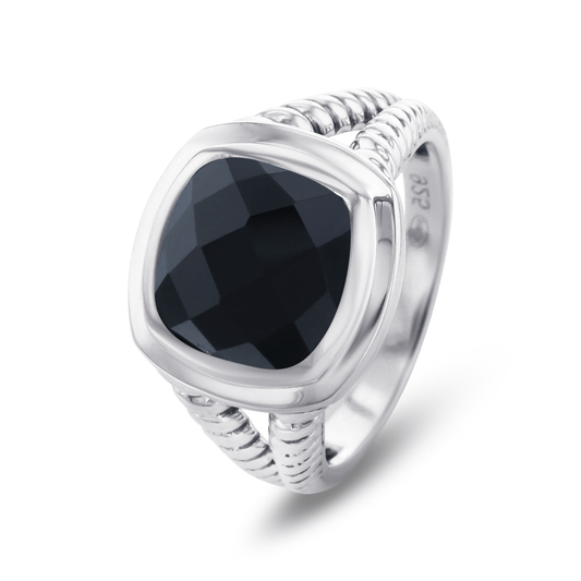 Bague en Argent 925 assemblée d'Onyx noir - Maison Di Giorgio