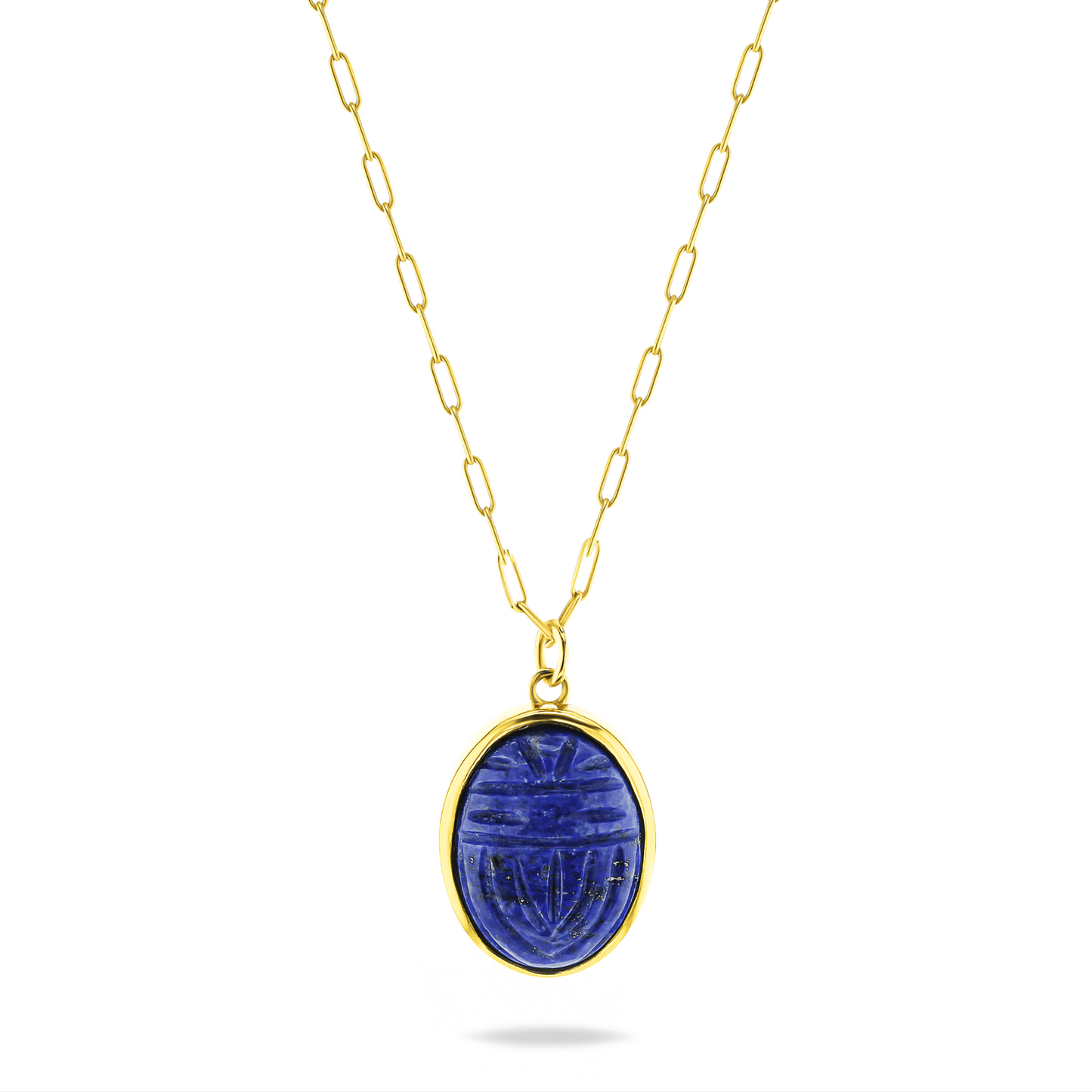 Collier doré Or jaune 18k assemblé de lapis - lazuli - Maison Di Giorgio