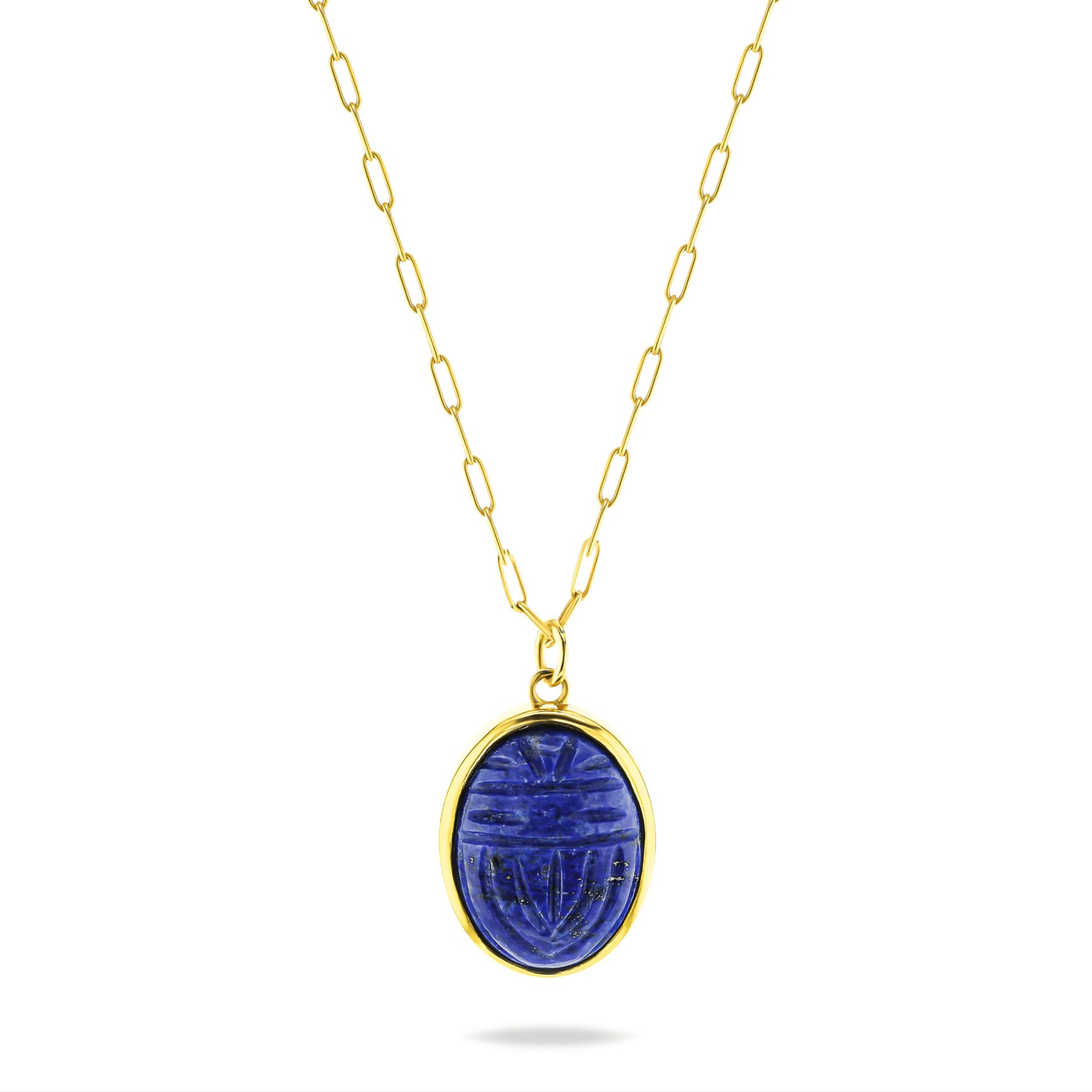 Collier doré Or jaune 18k assemblé de lapis - lazuli - Maison Di Giorgio