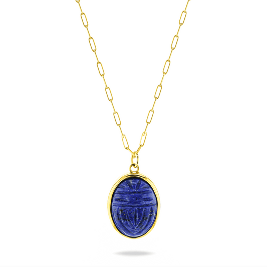 Collier doré Or jaune 18k assemblé de lapis - lazuli - Maison Di Giorgio
