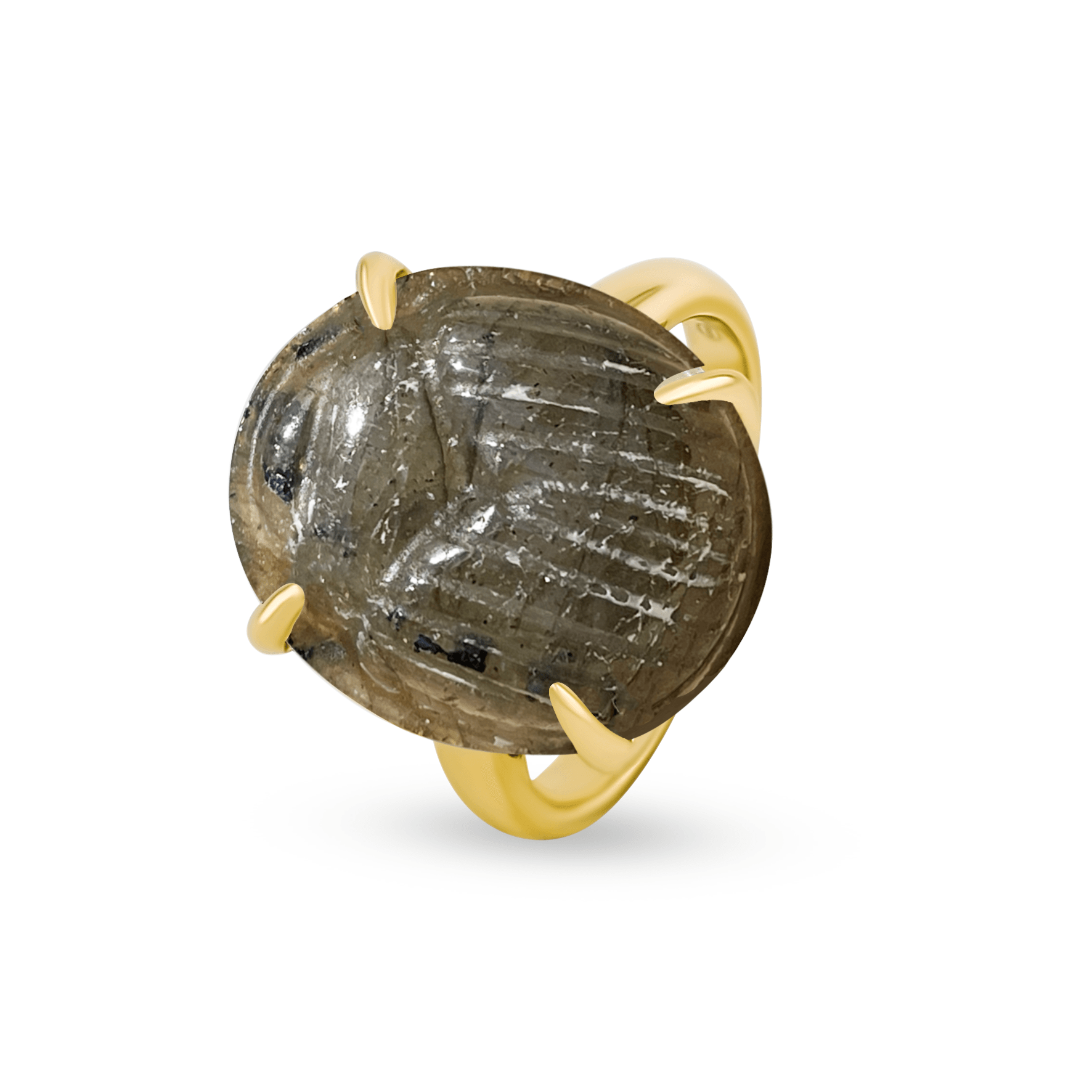 Bague dorée Or jaune 18k assemblée de labradorite - Maison Di Giorgio