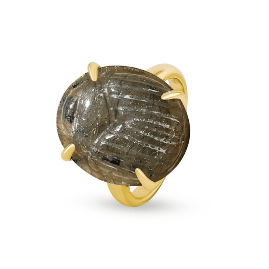 Bague dorée Or jaune 18k assemblée de labradorite - Maison Di Giorgio