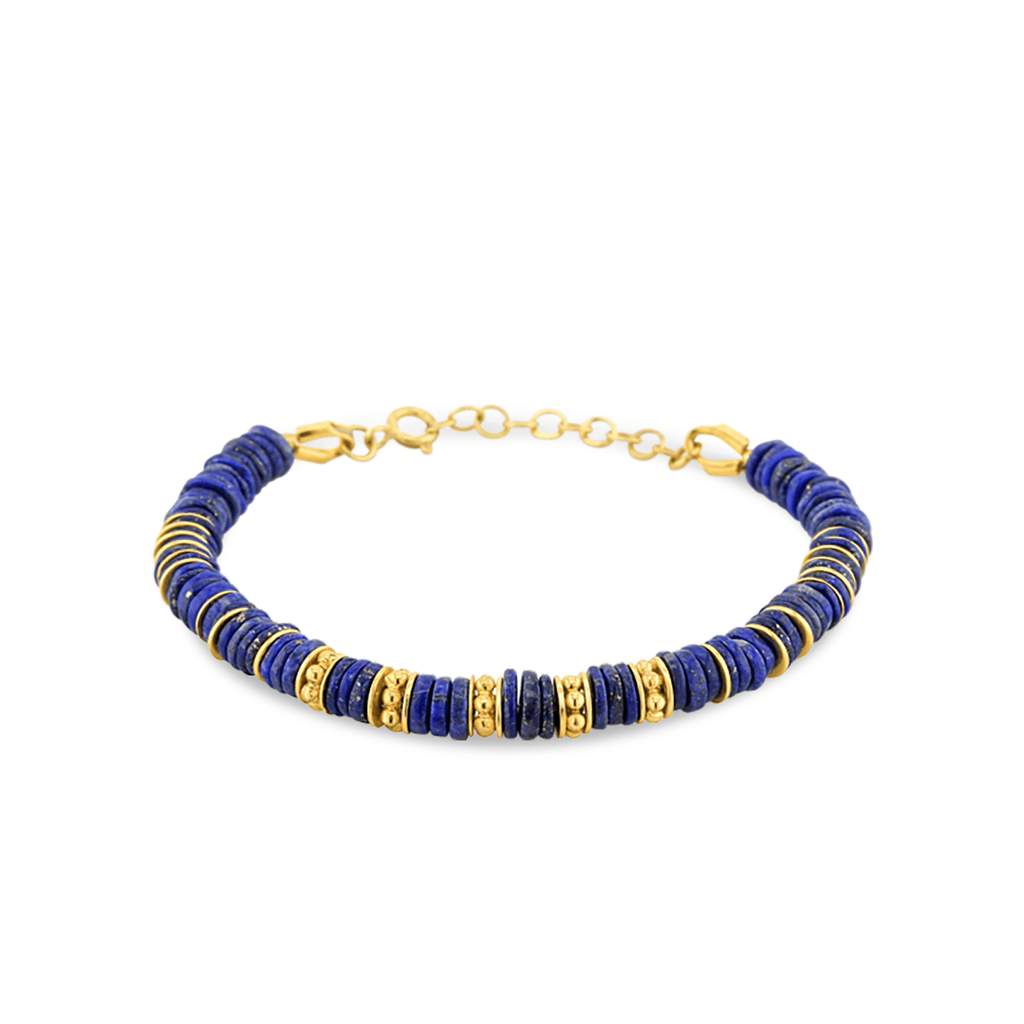 Bracelet perles doré Or jaune 18k assemblé de lapis - lazuli - Maison Di Giorgio