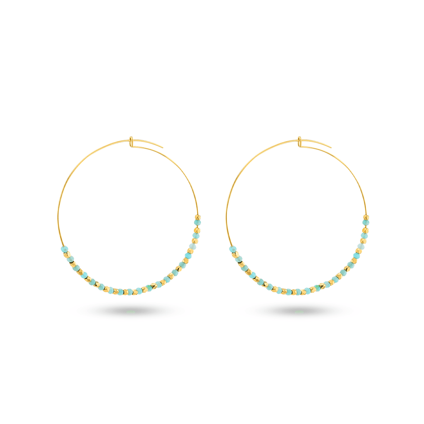 Boucles d'oreilles dorées Or jaune 18k assemblées d'Amazonite - Maison Di Giorgio