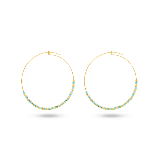 Boucles d'oreilles dorées Or jaune 18k assemblées d'Amazonite - Maison Di Giorgio