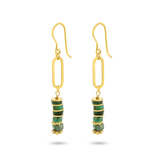 Boucles d'oreilles dorées Or jaune 18k assemblées d'Émeraude - Maison Di Giorgio