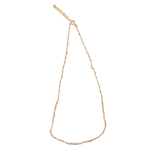 Collier perles doré Or jaune 18k assemblé de labradorite - Maison Di Giorgio