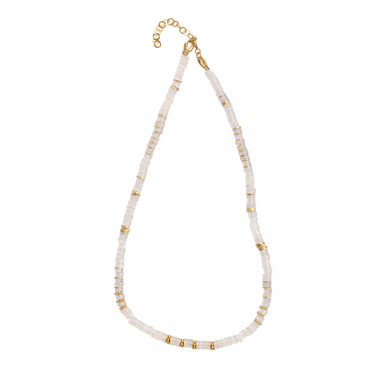 Collier perles doré Or jaune 18k assemblé d'opale rose - Maison Di Giorgio