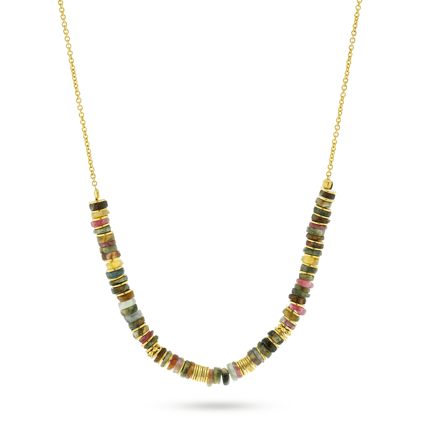 Collier perles doré Or jaune 18k assemblé de tourmaline - Maison Di Giorgio