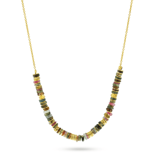 Collier perles doré Or jaune 18k assemblé de tourmaline - Maison Di Giorgio
