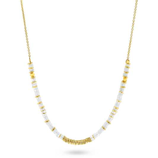 Collier perles doré Or jaune 18k assemblé de pierre de lune - Maison Di Giorgio