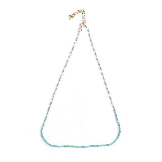 Collier perles doré Or jaune 18k assemblé d'émeraude - Maison Di Giorgio