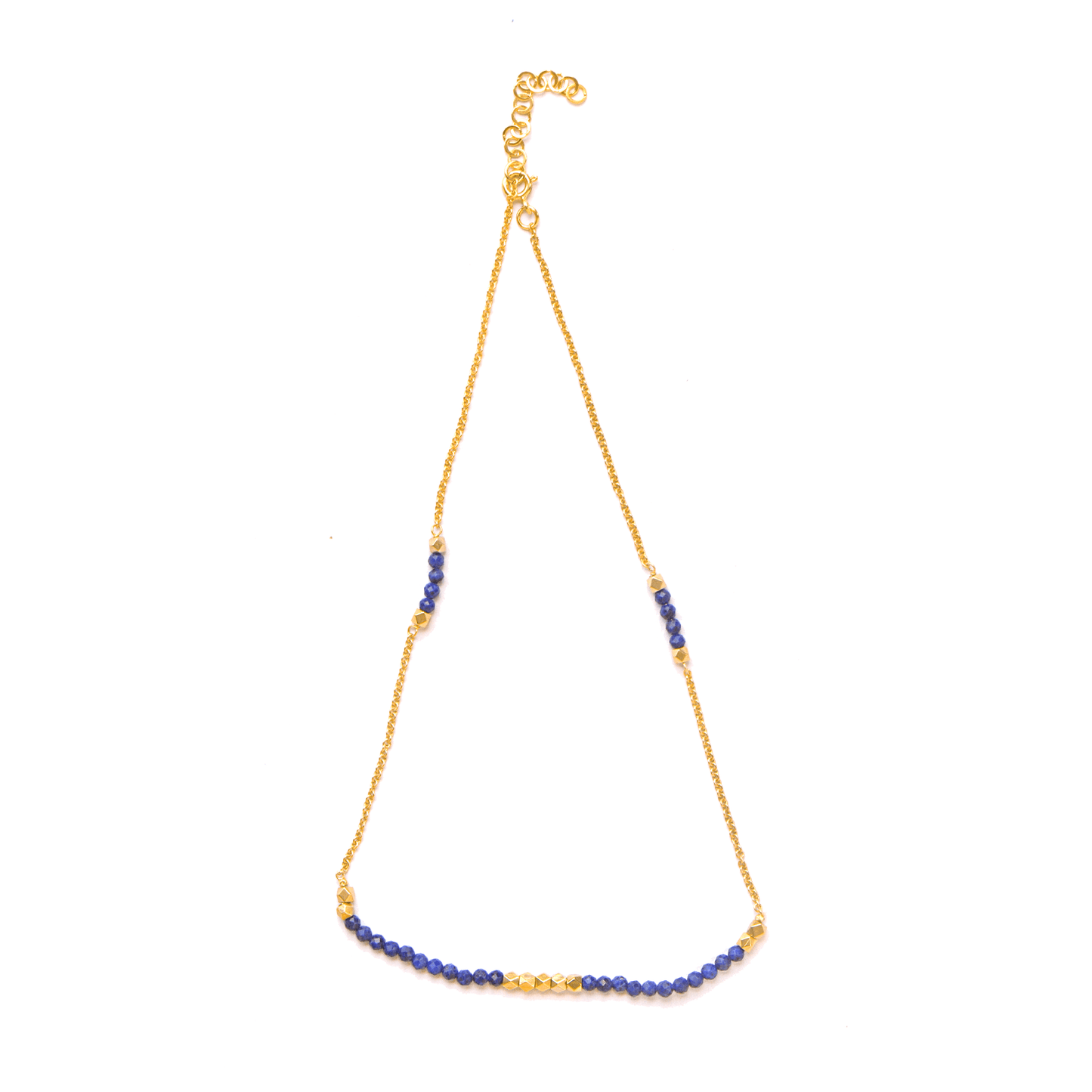 Collier perles doré Or jaune 18k assemblé de lapis - lazuli - Maison Di Giorgio