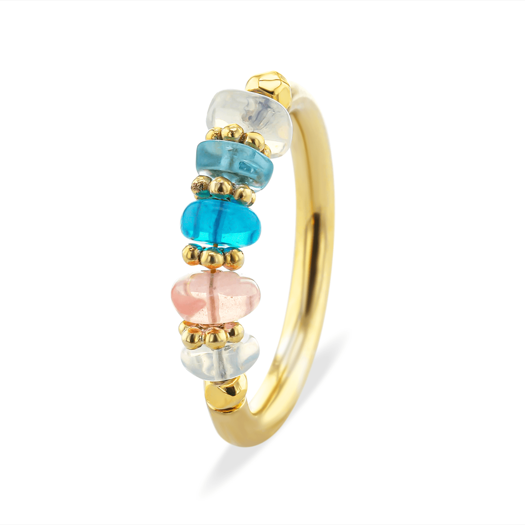 Bague dorée Or jaune 18k assemblée d'Opale et Apatite - Maison Di Giorgio