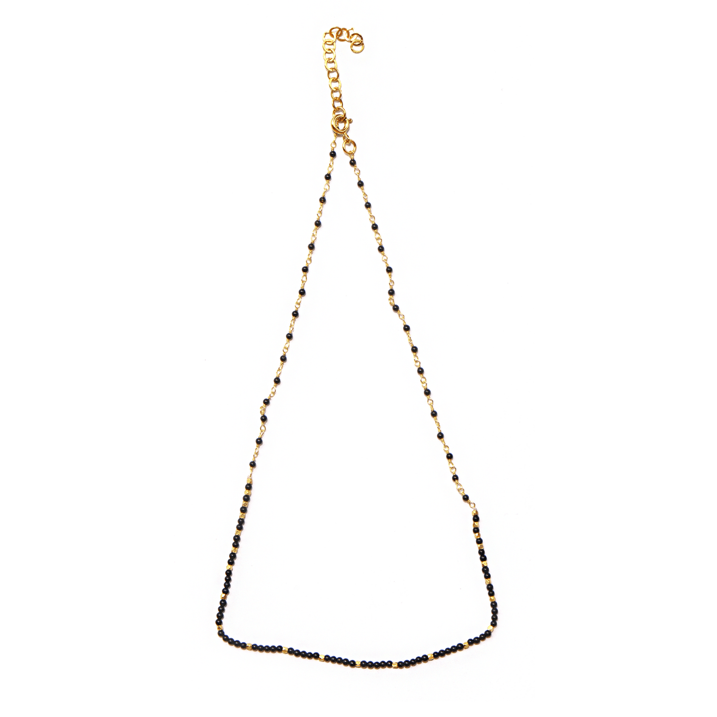 Collier perles doré Or jaune 18k assemblé d'onyx noir - Maison Di Giorgio