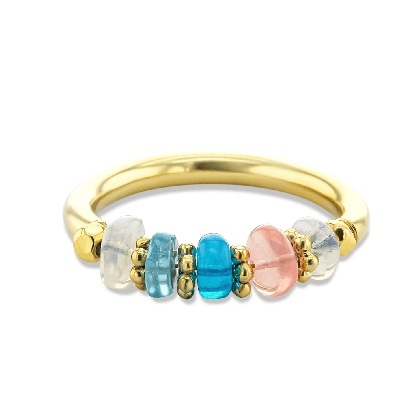 Bague dorée Or jaune 18k assemblée d'Opale et Apatite - Maison Di Giorgio