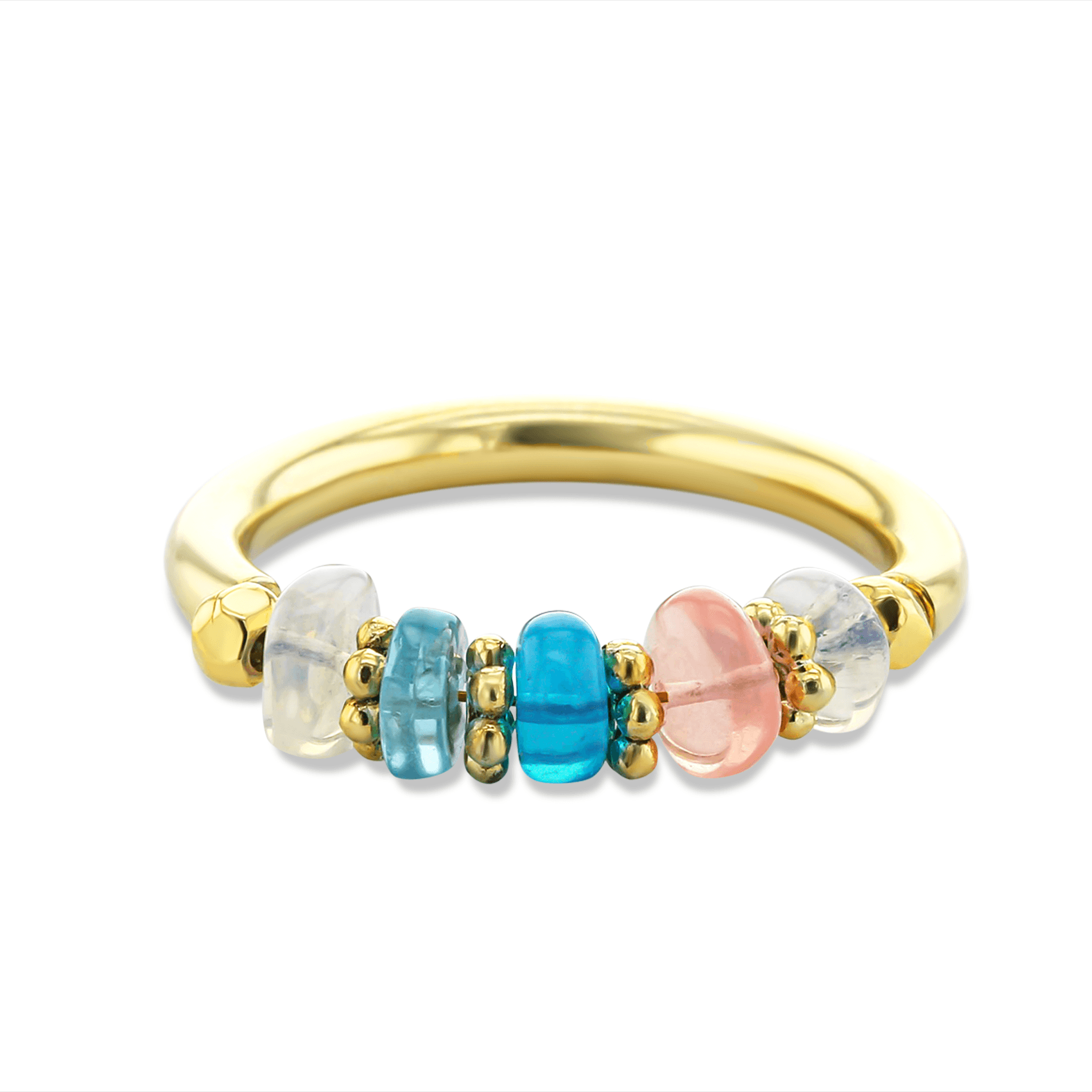 Bague dorée Or jaune 18k assemblée d'Opale et Apatite - Maison Di Giorgio