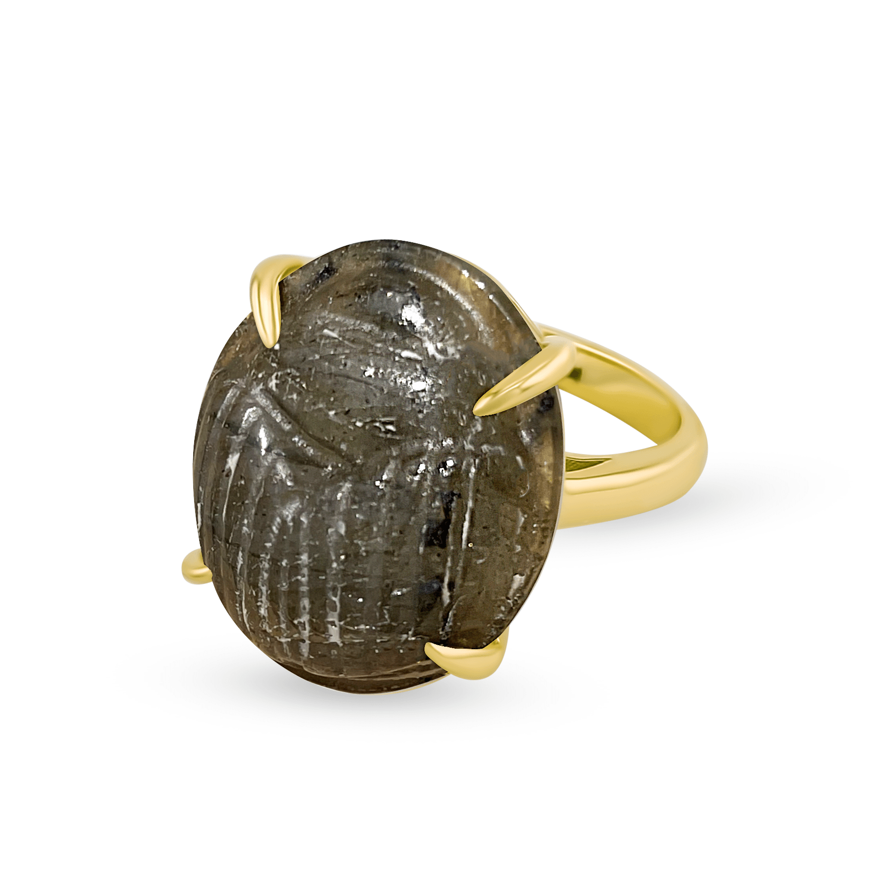 Bague dorée Or jaune 18k assemblée de labradorite - Maison Di Giorgio