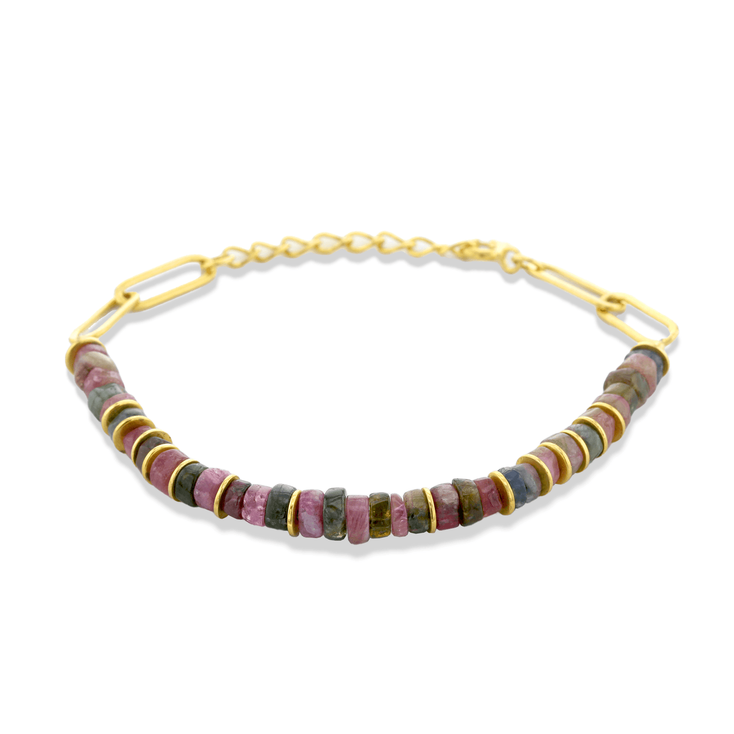 Bracelet perles doré Or jaune 18k assemblé de tourmaline - Maison Di Giorgio