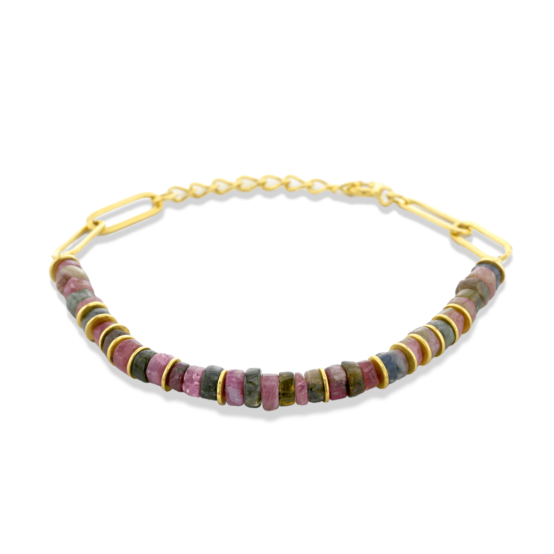 Bracelet perles doré Or jaune 18k assemblé de tourmaline - Maison Di Giorgio