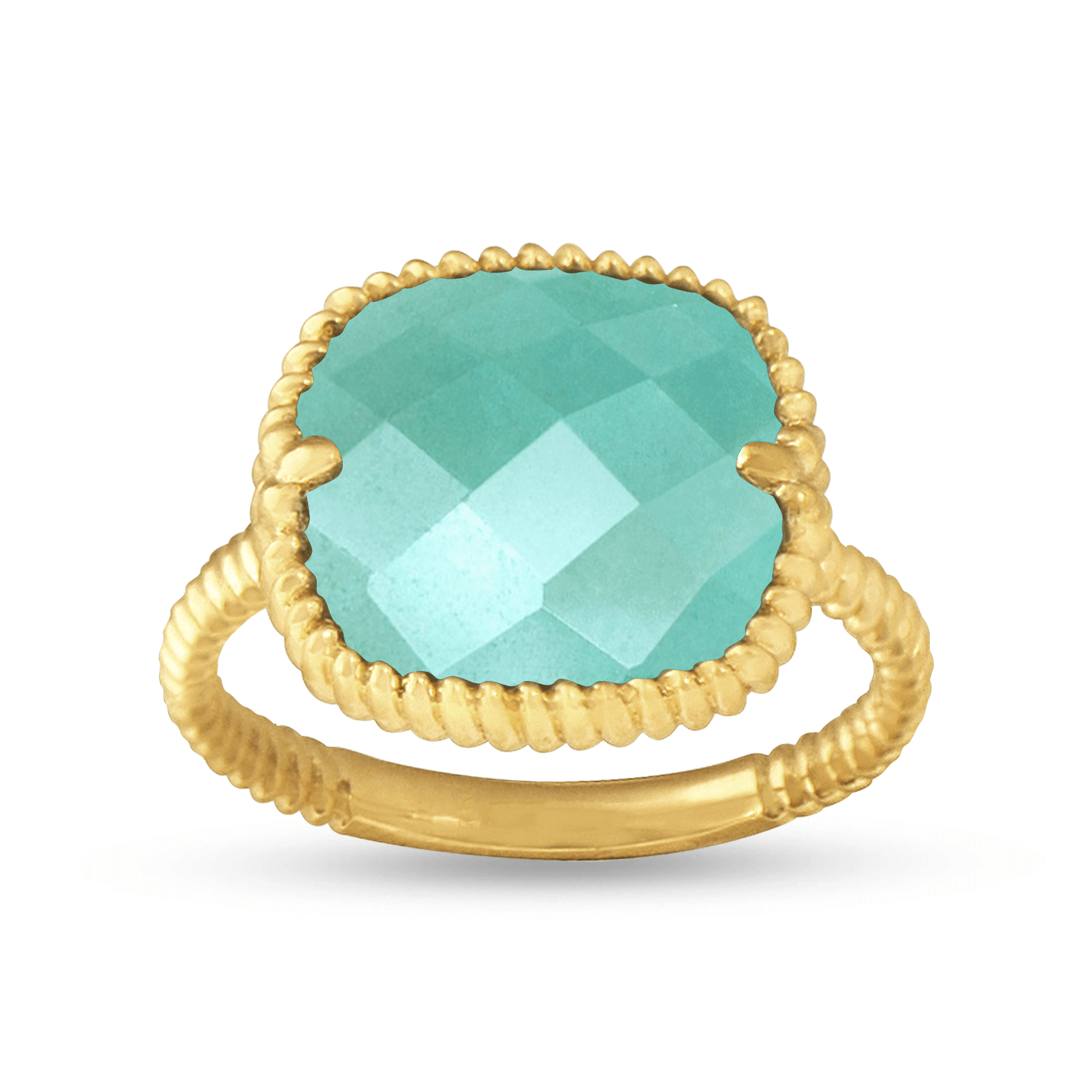 Bague dorée Or jaune 18k assemblée d'Amazonite - Maison Di Giorgio