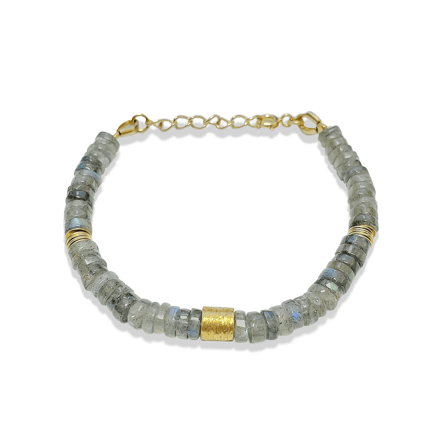 Bracelet perles doré Or jaune 18k assemblé de Labradorite - Maison Di Giorgio