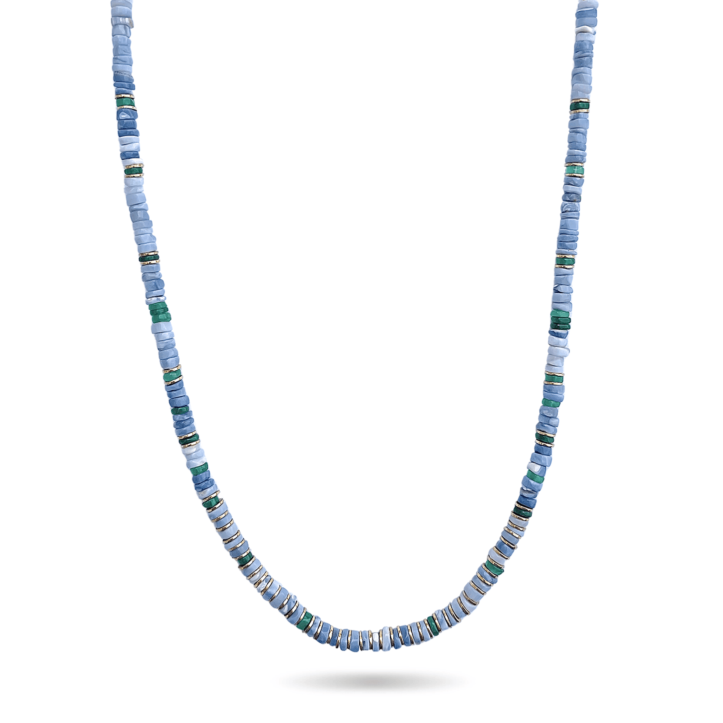 Collier perles doré Or jaune 18k assemblé d'opale et onyx vert - Maison Di Giorgio