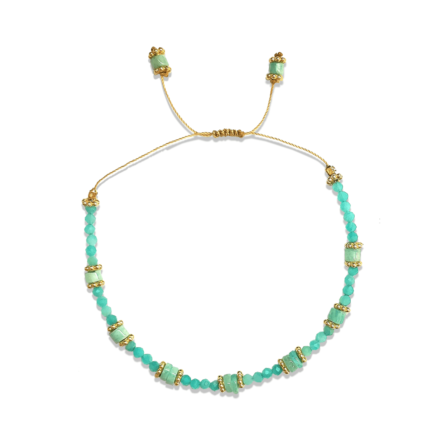 Bracelet perles doré Or jaune 18k assemblé de lapis - lazuli - Maison Di Giorgio