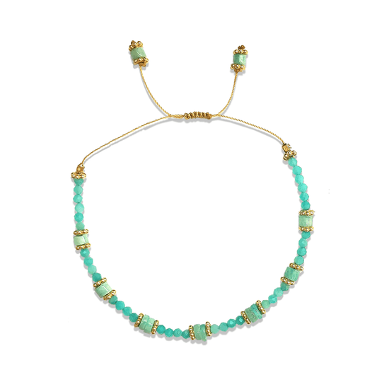 Bracelet perles doré Or jaune 18k assemblé de lapis - lazuli - Maison Di Giorgio