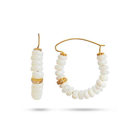 Boucles d'oreilles dorées Or jaune 18k assemblées d'Opale et Oxyde de zirconium - Maison Di Giorgio